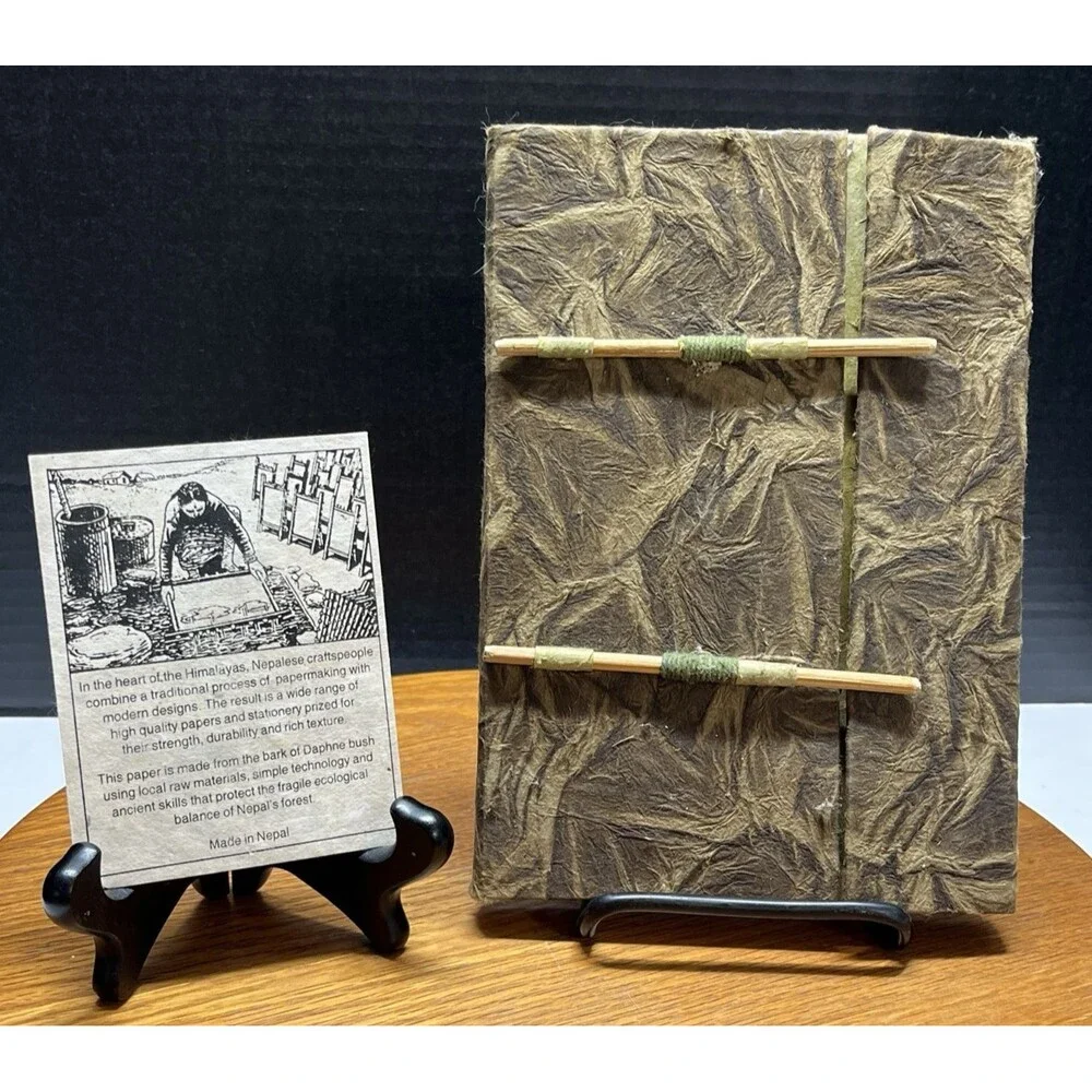 Made in Nepal Journal Paper is Bark of a Daphne Bush Wood Slide Sticks to Close